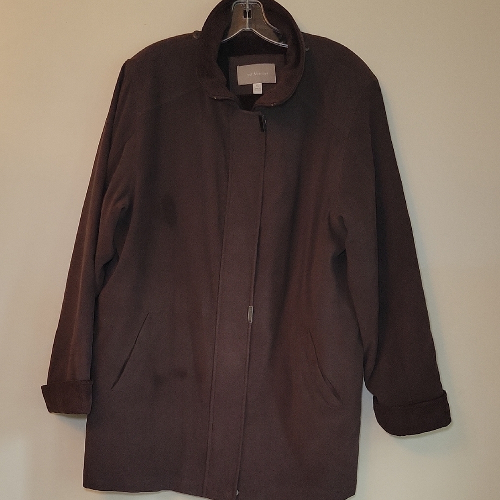 Croft & Barrow Womens XL Dark Brown Full Zip Insulated Jacket Faux Fur Cuffs